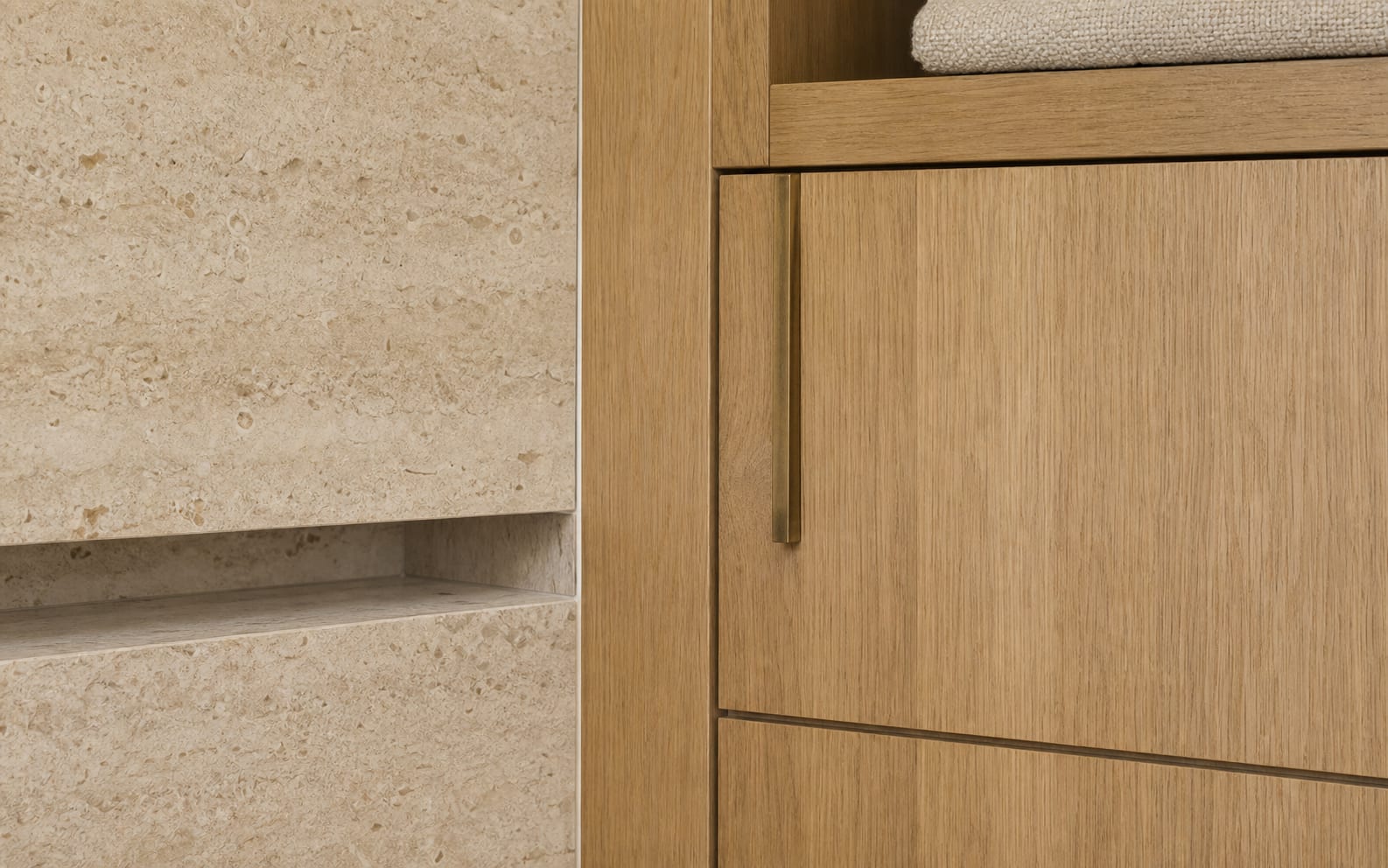 Bespoke oak cabinetry with refined stone and architectural detailing